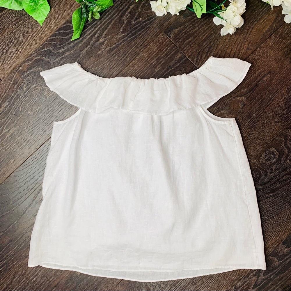 ❌SOLD❌J. Crew Off The Shoulder Linen Top - Picture 5 of 6